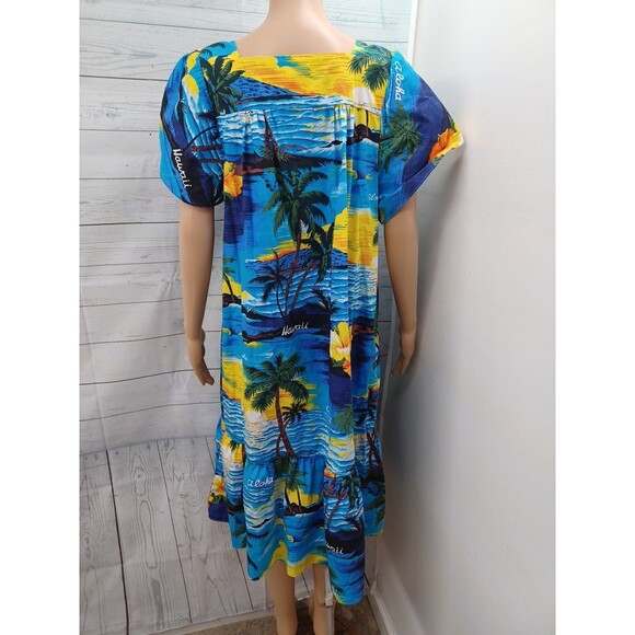 Vintage Muumuu Hawaiian Dress ALII FASHIONS Sz L Aloha Hawaii Vacation - Picture 3 of 11